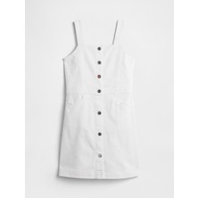 Gap Kız Çocuk Beyaz Askılı Denim Elbise