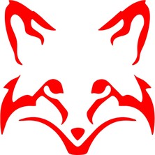 Tilki Kafası Araba Sticker 17X17 cm Kırmızı