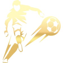 Futbol Oynayan Adam Araba Sticker 17X17 cm Gold