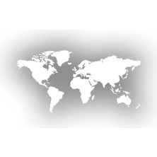 Dünya Haritası Araba Sticker 17X17 cm Beyaz