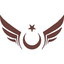 Kanatlı Türk Bayrağı Araba Sticker 17X17 cm Kahverengi