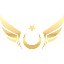 Kanatlı Türk Bayrağı Araba Sticker 17X17 cm Gold