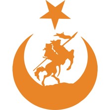 Akıncı ve Ay Yıldız Türk Bayrağı Araba Sticker 17X17 cm Turuncu
