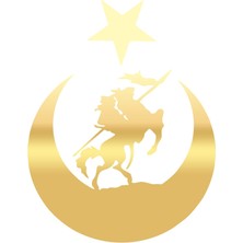 Akıncı ve Ay Yıldız Türk Bayrağı Araba Sticker 17X17 cm Gold