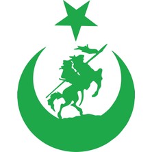 Akıncı ve Ay Yıldız Türk Bayrağı Araba Sticker 17X17 cm Yeşil