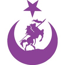 Akıncı ve Ay Yıldız Türk Bayrağı Araba Sticker 17X17 cm Mor