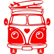 Karavan Araba Sticker  17X17 cm Kırmızı
