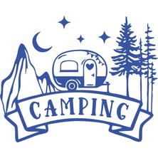 Camping Araba Sticker  17X17 cm Mavi