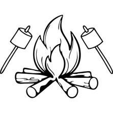 Kamp Ateşi Araba Sticker 17X17 cm Siyah