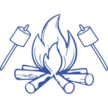 Kamp Ateşi Araba Sticker 17X17 cm Mavi