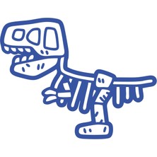 Dinozor Fosil Araba Sticker 17X17 cm Mavi