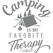 Camp Is My Favorite Therapy Araba Sticker 17X17 cm Gri