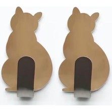 2 Adet Yapışkanlı Metal Kedi Askılık Anahtarlık Banyo Kapı Kedi Askılık 5cmx2,5cm