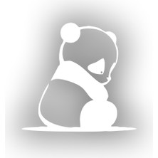 Üzgün Panda Araba Sticker 17X17 cm Beyaz