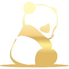 Üzgün Panda Araba Sticker 17X17 cm Gold