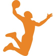Basketbol Silüet Araba Sticker 17X17 cm Turuncu