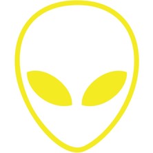 Uzaylı Kafası Araba Sticker 17X17 cm Sarı