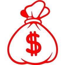 Dolar Para Çantası Araba Sticker 17X17 cm Kırmızı