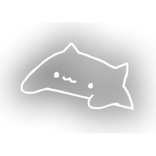 Sevimli Kedi Araba Sticker 17X17 cm Beyaz