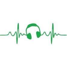 Kalp Atışı Kulaklık Araba Sticker 17X17 cm Yeşil