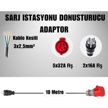 22kW Elektrikli Araç Şarj Cihazı için 10 Metre Ev Tipi Fişli Dönüştürücü Adaptör