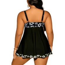 Fsfeng Küçük Papatya Desenli Boxer Külot Büyük Beden Tankini Muhafazakar Mayo Seti Beden: 4xl Göğüs 106CM (Yurt Dışından)