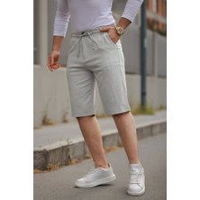 Defy Moda Erkek Beli Bağcıklı ve Düğmeli Bezayağı Kumaş Şort