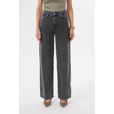 Kadın Palazzo Salaş Paça Süper Yüksek Bel Jean Pantolon Antrasit