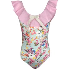 Look Me Çiçek Desenli Fırfırlı Fiyonk Detaylı 50UV Kız Çocuk Mayo