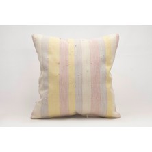 El Yapımı Kilimden Yapılmış Vintage Kırlent Kılıfı, Yün, 50X50 cm