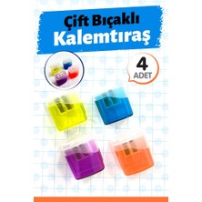 4 Adet Kalemtıraş Çift Bıçaklı Kapaklı -T1416