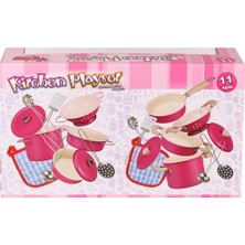 Aymir Ticaret 3815-6A Emaye Tencere 11 Parça Pembe -Vardem Oyuncak