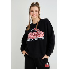 Lisanslı Baskılı Kalın Oversize Fit Sweatshirt