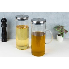 2’li Metal Kapaklı 1500 ml Büyük Boy Yağdanlık Set Ayçiçek Yağı Zeytin Yağı Set