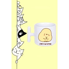 Civciv Ilgi Istiyor Moddo Tasarım Baskılı Beyaz T Sap Kupa Bardak