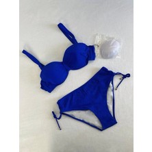 Kadın Saks Mavi Taş Işlemeli Astarlı Bikini Takım HZL25S-LC3361