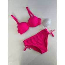 Kadın Fuşya Taş Işlemeli Astarlı Bikini Takım HZL25S-LC3361