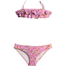 Look Me Halter Yaka Gül Desenli 50UV Kız Çocuk Bikini Takımı By Nessi Byrd