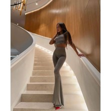 Kadın Fashion Crop ve Ispanyol Pacaça Tayt Takım