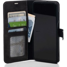 Siyah Oppo Reno 5 Lite Hakiki Deri Cüzdan Kılıf Kapaklı Mıknatıslı Kartlık Bölmeli Cüzdanlı Stand Özellikli