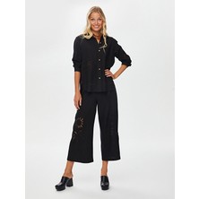 Resort Delik Işi Nakış Detaylı Viskon Keten Gömlek S25GML046