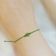 Crystal Atelier El Yapımı Yeşil Nazar Boncuklu Makrome Bileklik, Ayarlanabilir Şans Bilekliği Unisex Tasarım, Nazar Boncuklu Bileklik, Yeşil Şans Bilekliği, Koruyucu Uğurlu Takı Aksesuar