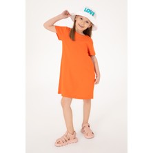 U.S. Polo Assn. Kız Çocuk Nar Çiçeği Bisiklet Yaka Kısa Kol İnterlok Basic Örme Elbise 50306277-VR039