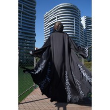 Harika Wear Siyah Lüx Abaya Kristallerle El Yapımı Abaya