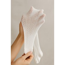 Batushe Bebek Külotlu Çorap Pamuklu – Beyaz Külotlu Çorap – Fileli - Desenli - Yeni Doğan - Okul Çorabı – 6-18 Ay