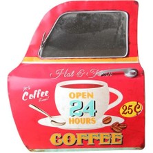 Dekoratif Coffee Temalı Kırmızı Araba Kapısı Ayna Hediyelik
