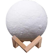 Yerküre Ld 18CM Şarj Edelibilen Gece Ay Lambası Ahşap Standlı