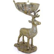 Metal Geyikli Kase 32 cm Dekoratif Hediyelik