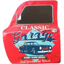 Dekoratif Classic Garage Temalı Kırmızı Araba Kapısı Ayna