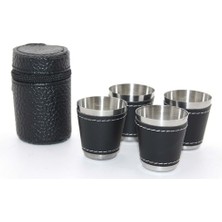 Deri Kılıflı 4'lü Shot Bardak Seti